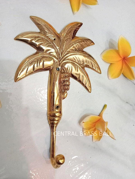 Set of 3 Brass Banana Tree Wall Hooks, Tropical Coat Hooks, Palm Leaf Hangers, Boho Bathroom Towel Hooks, 8.26"