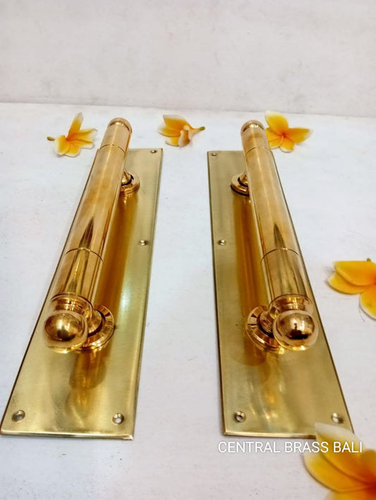 2pcs French Style Solid Brass Door Handle Pair with Back Plate, Luxury Front Entry Door Pull, Vintage Gold Double Door Hardware, 32.5cm
