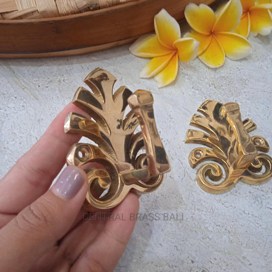 Brass Monstera Leaf Wall Hooks Set of 6, Gold Tropical Leaf Hooks, Vintage Brass Coat Hangers, Island Home Decor