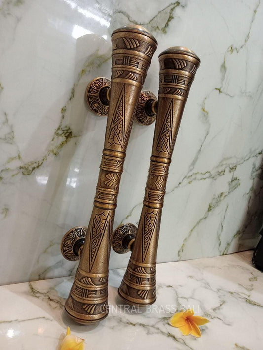 Set of 2pcs 45cm Solid Brass Victorian Door Handle Pulls antique