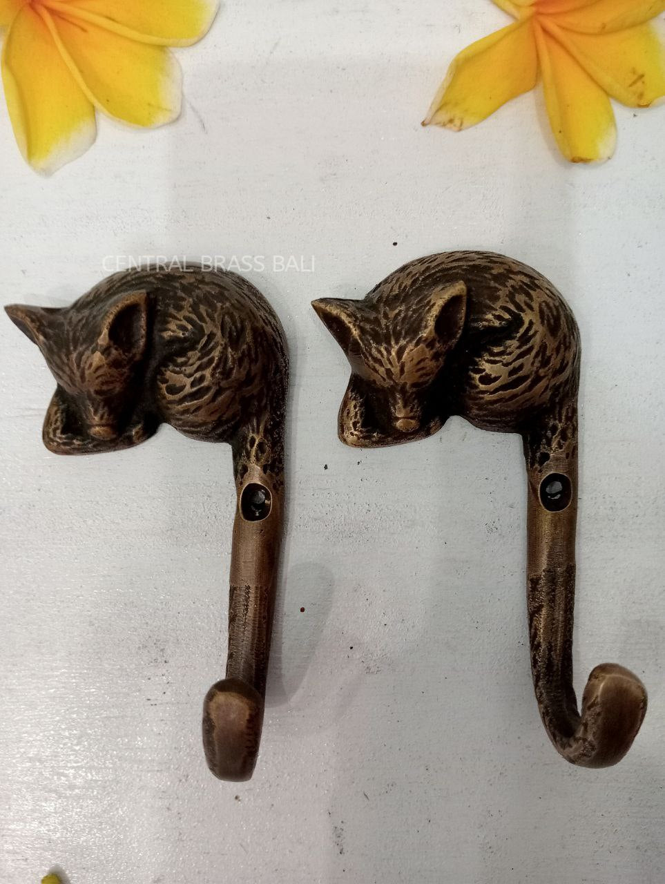 6pcs Fox Vintage brass Hooks
