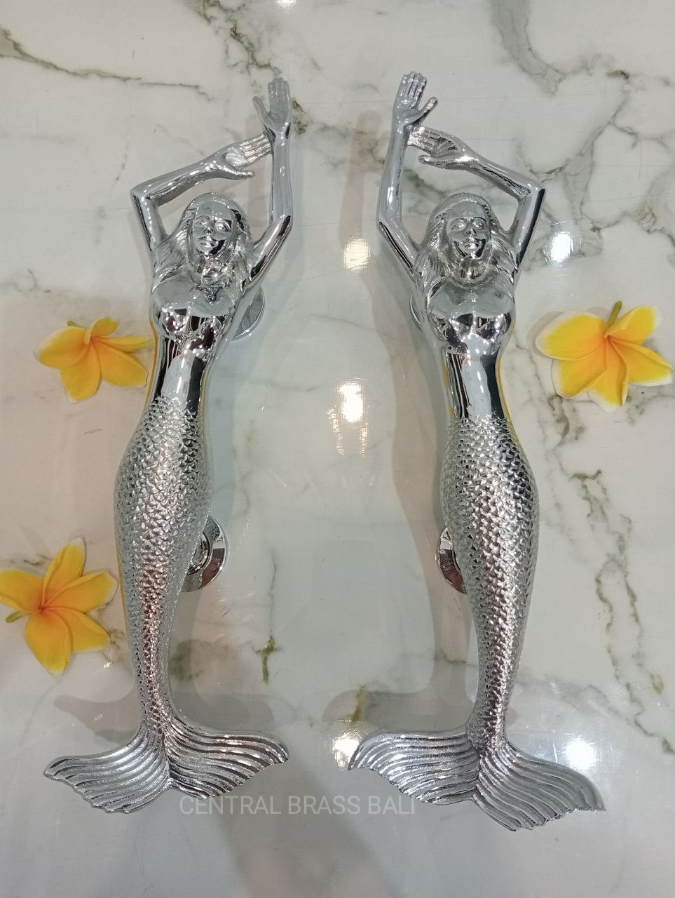 Silver Mermaid Brass Handle