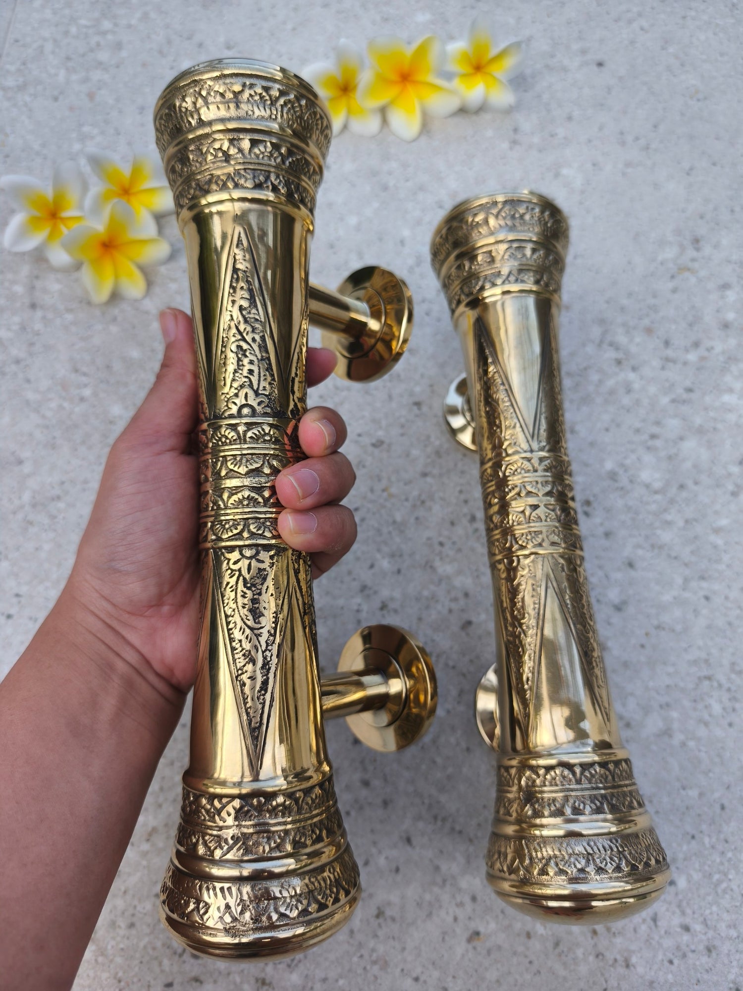 Handmade solid brass Victorian door handles, ornate gold front door pulls sold as a pair, heavy 2000 g brass hardware, elegant main entry handle for antique and vintage style doors