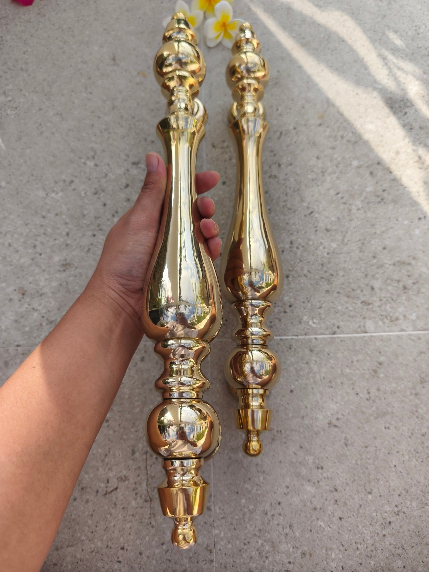 2x pc 43 cm Polished Brass Door Handles Pair, Victorian Inspired Ornate Door Pulls, Classic European Entry Door Hardware, Luxury Gold Finish