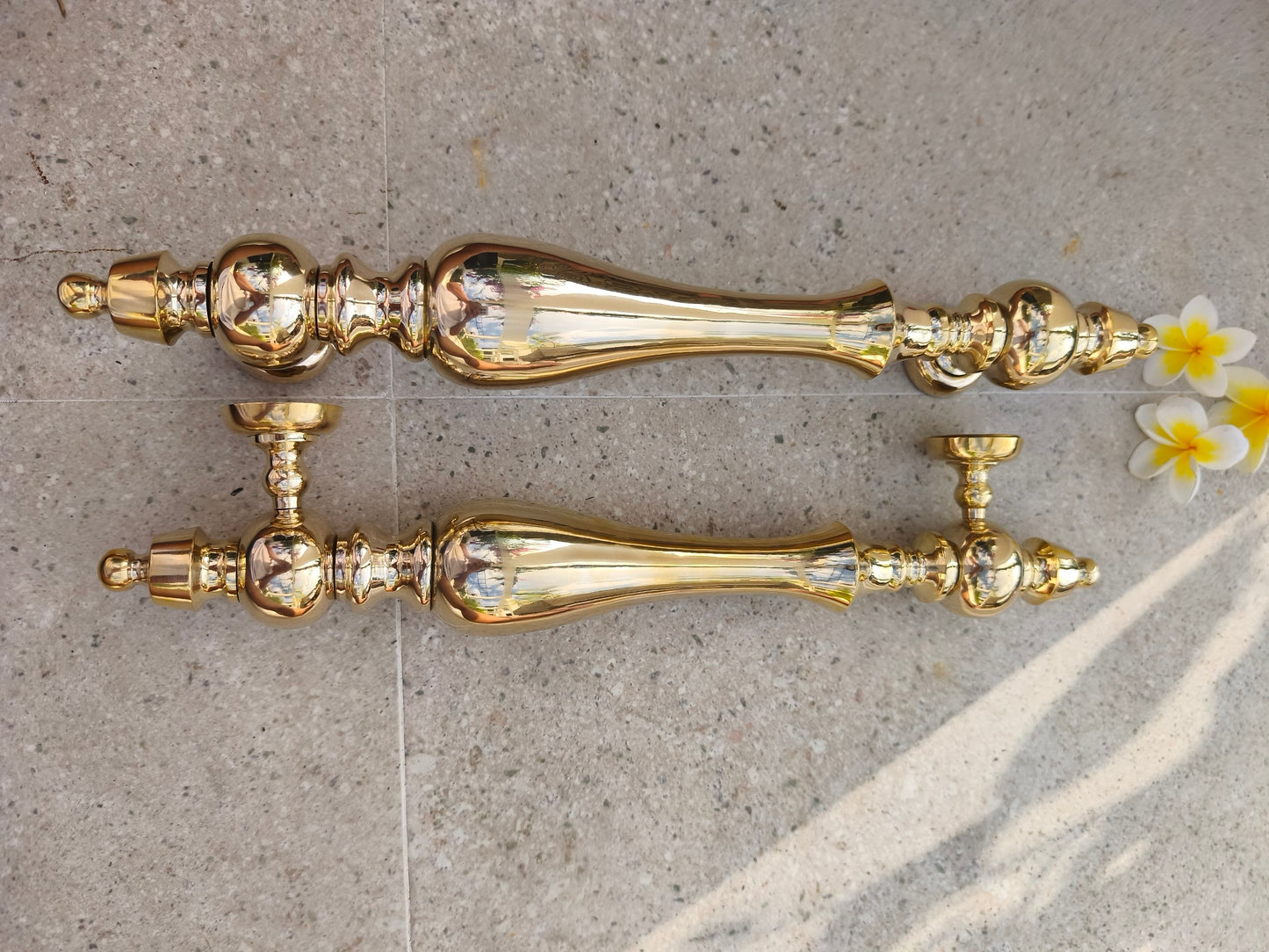 Gold front door handle in polished solid brass, large decorative door pull for entry doors, a timeless housewarming gift idea for new homeowners or anyone renovating a classic home