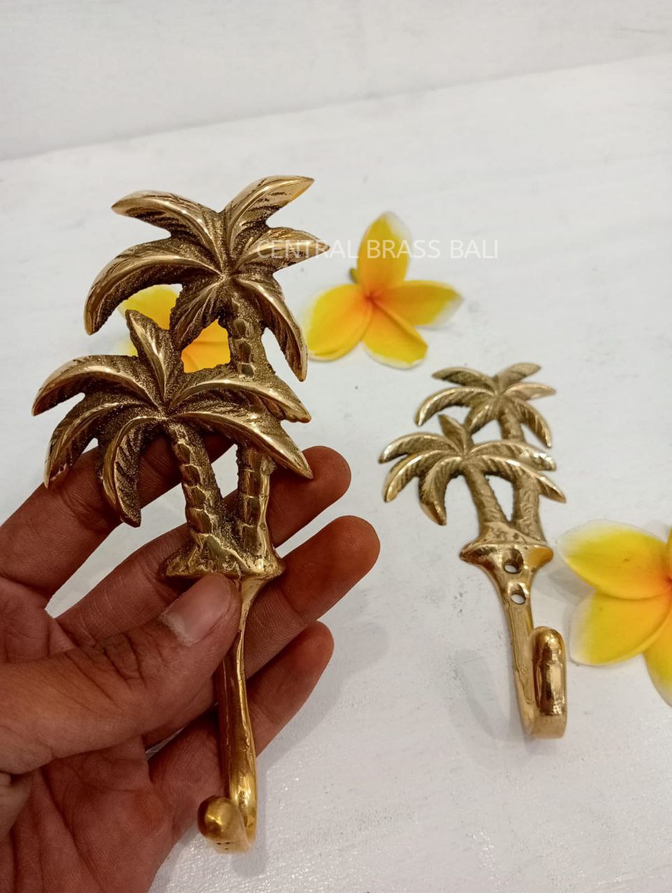 4pcs Double palm hooks Brass