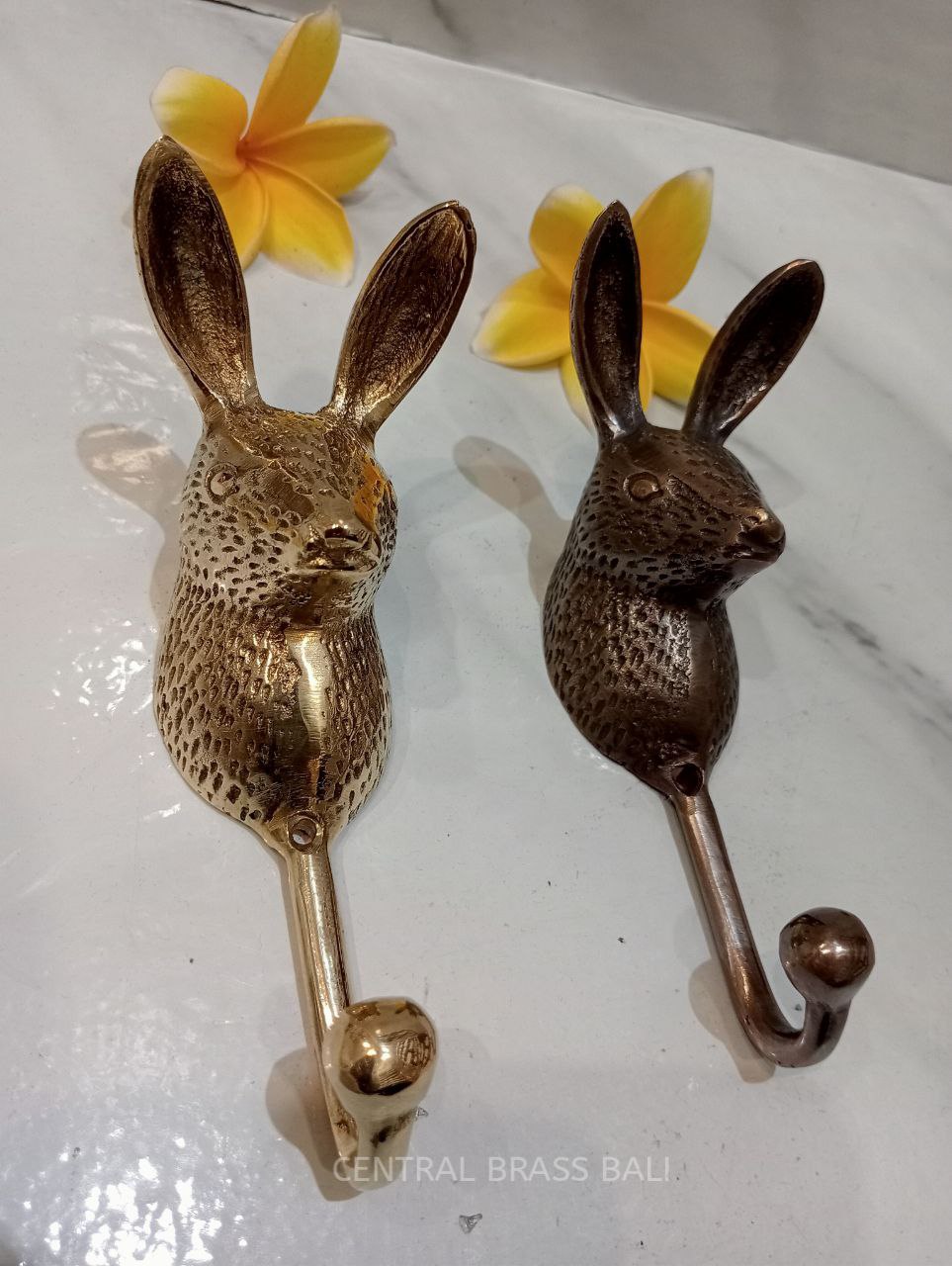 Set of 3pcs Rabbit Brass Hooks