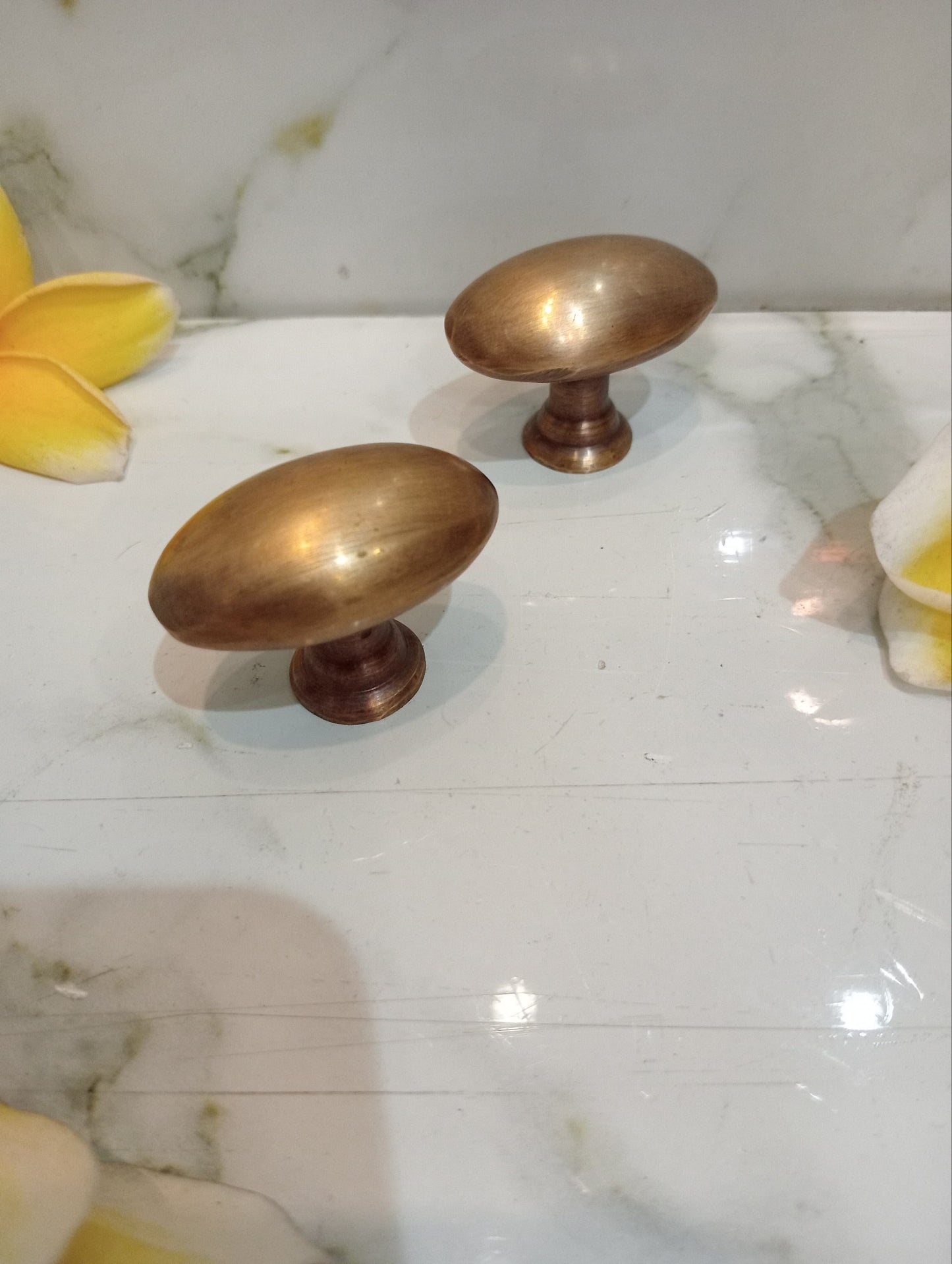 10pcs Solid Brass Oval Cabinet Knob | Antique Brass Egg Shape Drawer Knob | Vintage Dresser Pull | Kitchen Cabinet Handle