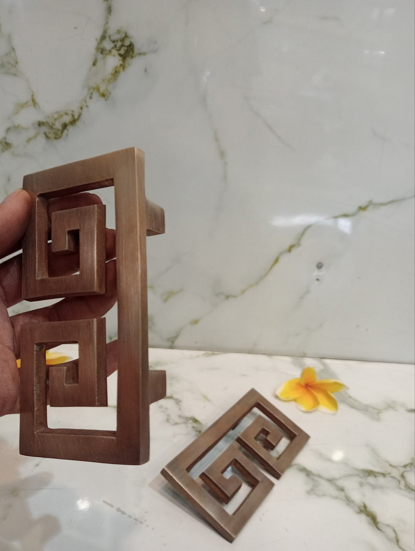 Greek Key Brass Drawer Pull