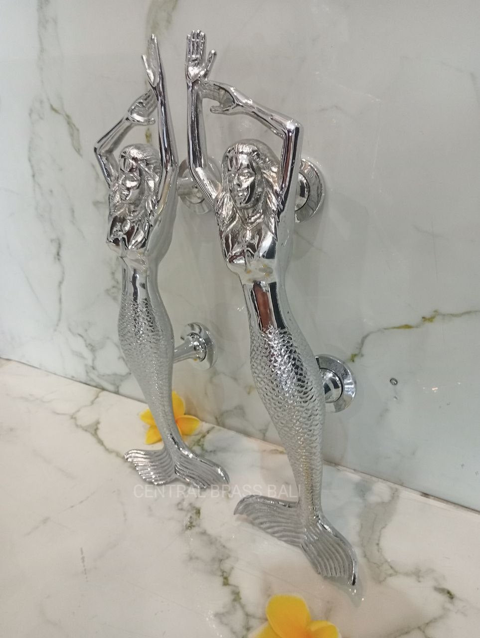 Silver Mermaid Brass Handle