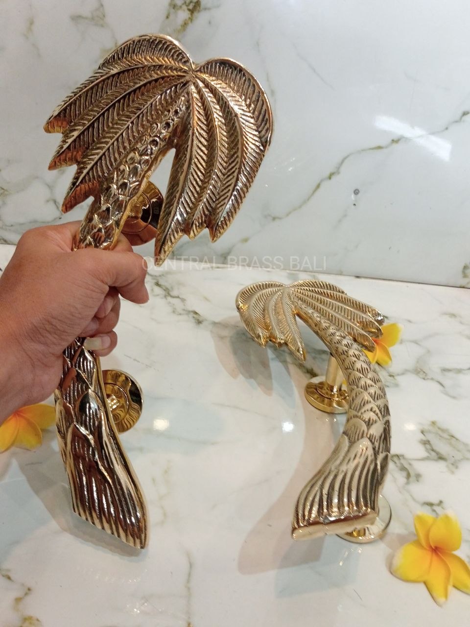 30cm palm brass gold handle