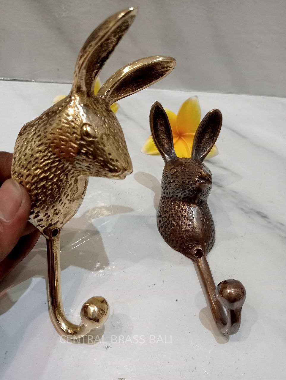 Set of 3pcs Rabbit Brass Hooks
