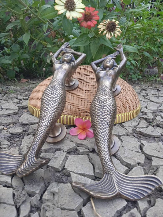 15.35" inches Pair Door Pull Antique MERMAID Handle, Barn Door Handle, Entry Door Handle, Brass Door Handle Pull, Door Handle Set