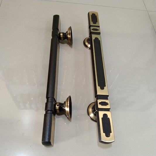 Pair of main entry pull door handle for front door solid brass