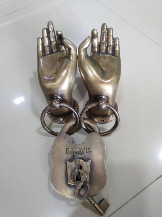 Pair of Main Entry Handle Hand With Batavia Padlock