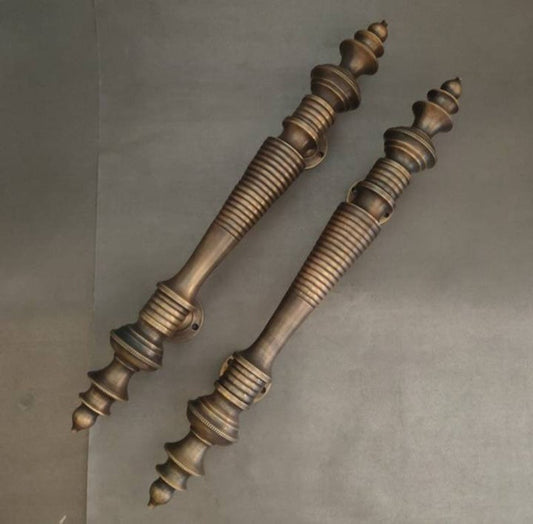 Pair Solid Brass Minaret Handle Classic Front Door Handle Pulls | Entry Front Door Brass Handle Pulls
